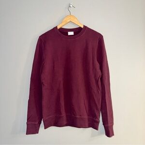 ASKET The Sweatshirt Men's Long Sleeve Crewneck in Burgundy Size Small Long